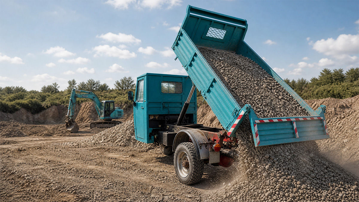 Automezzo Bremach per movimentazione inerti in cantiere