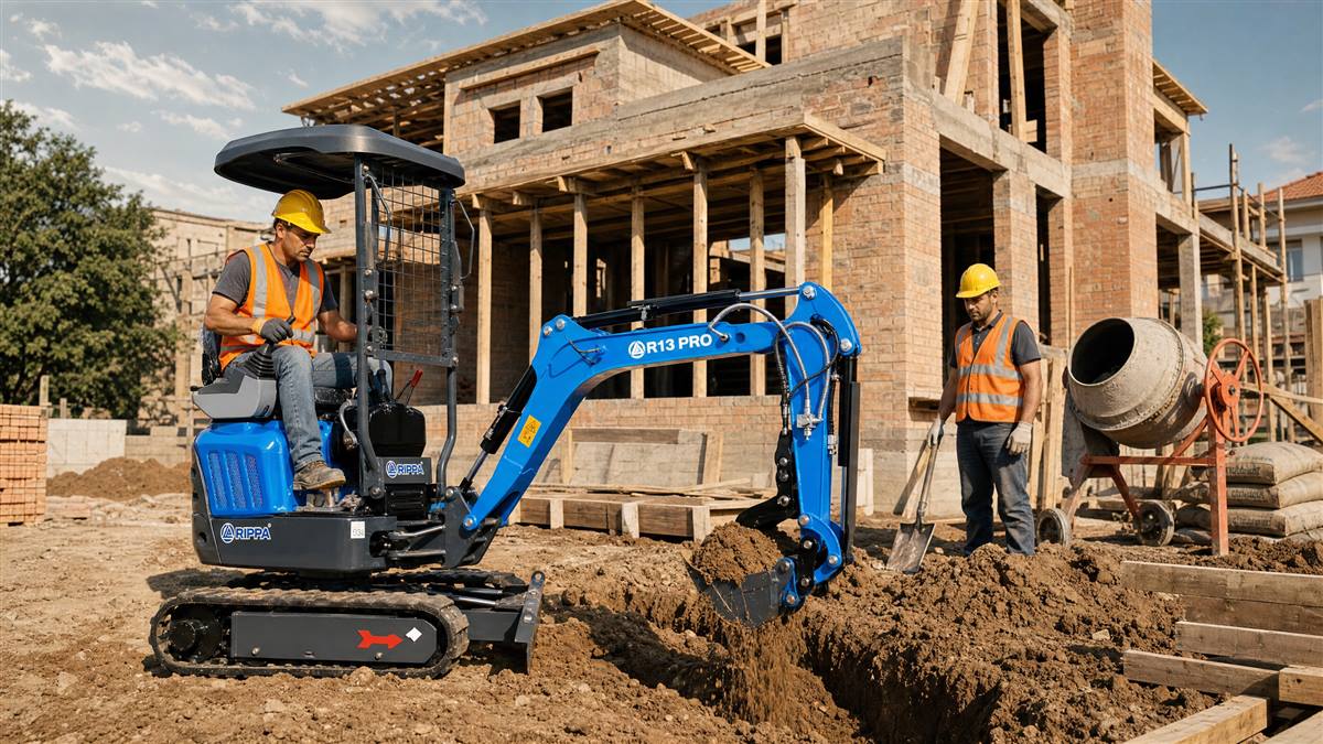 Mini escavatore al lavoro in cantiere residenziale in Versilia